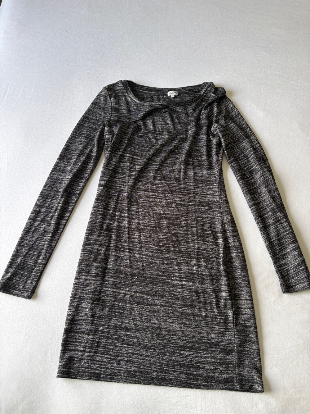 Kismet Long-Sleeve Heathered Charcoal Knit Dress